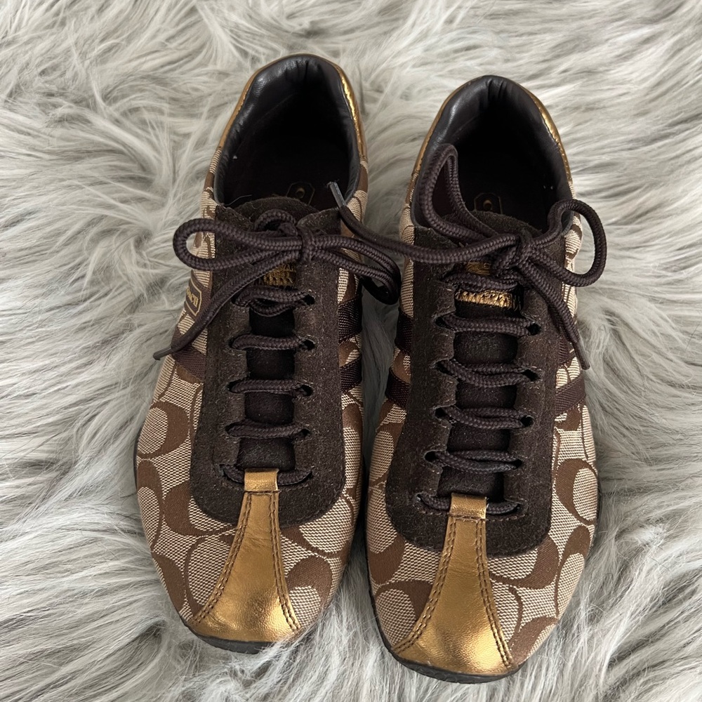 Authentic Coach brown monogram sneakers